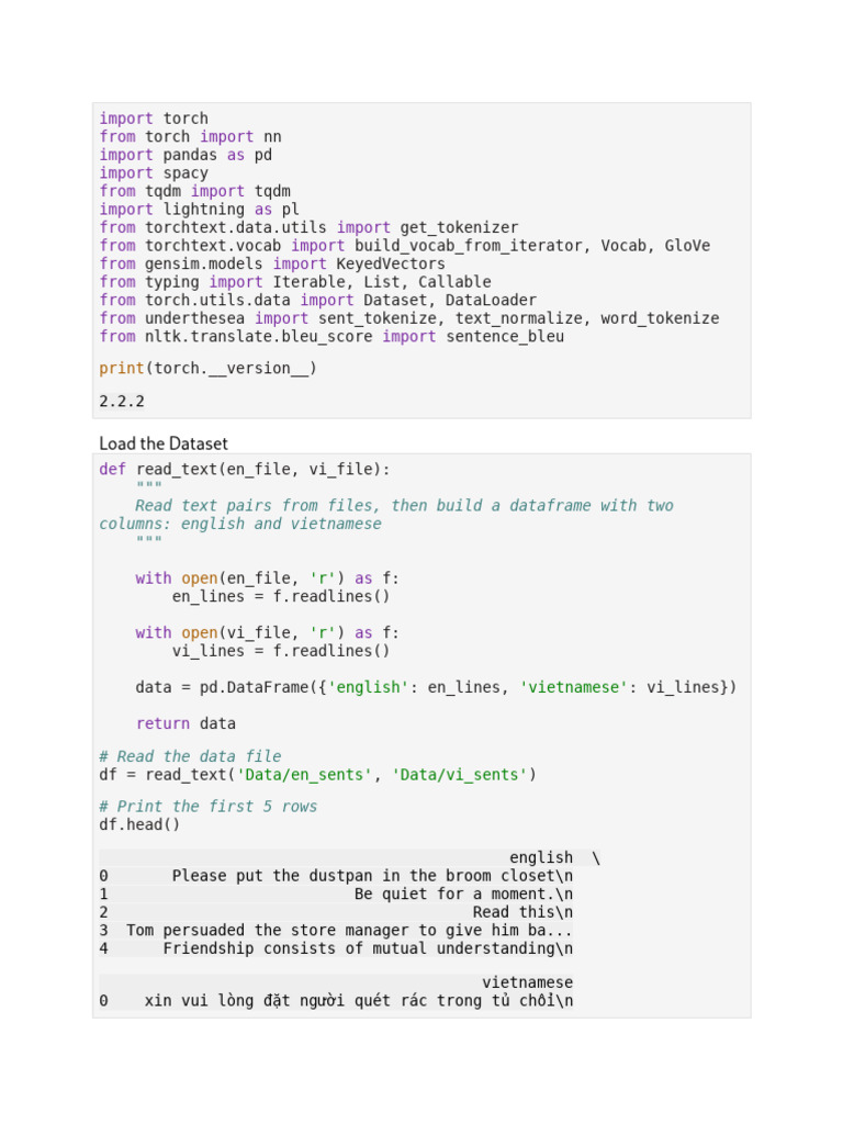 Problem 03 Machine Translation Seq2seq | PDF