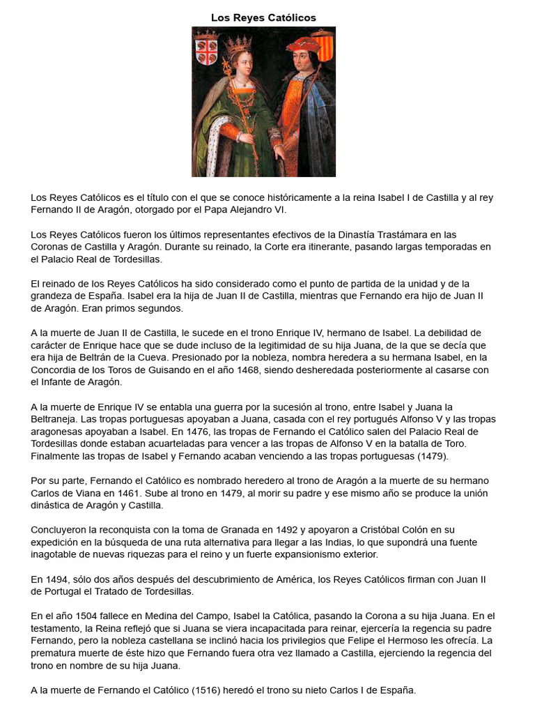 Biografía de los Reyes Católicos | PDF | España | Antiguas monarquías ...