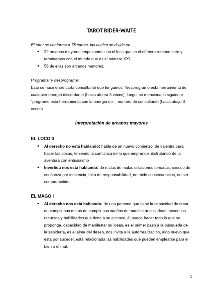 TAROT RIDER Arcanos Mayores - Corregido y Terminado | PDF
