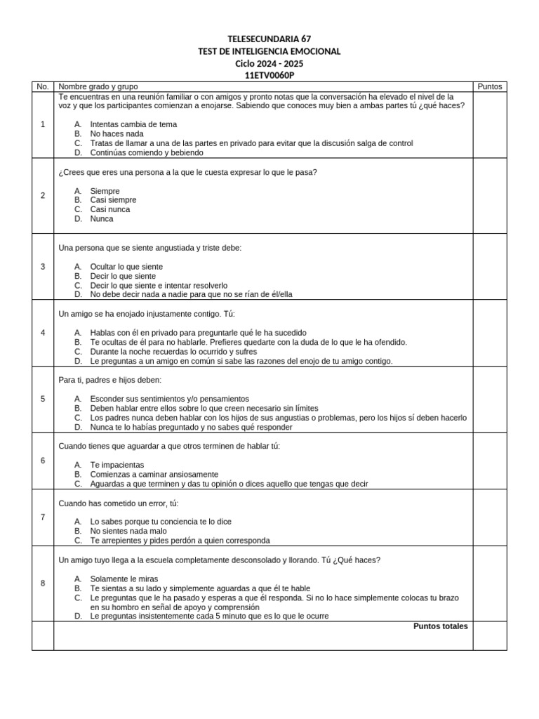 Test de Int Emocional | PDF