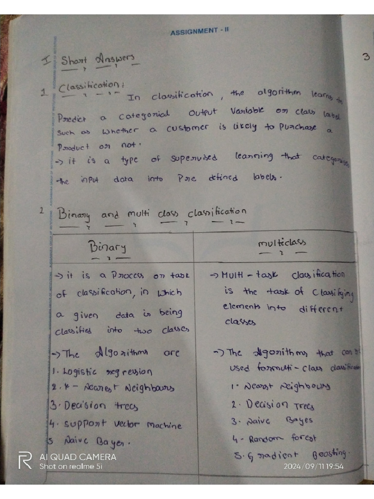 ML Unit 2 Assignment | PDF