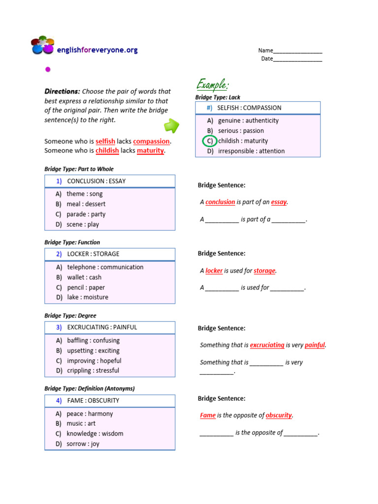 Analogies High Intermediate | PDF