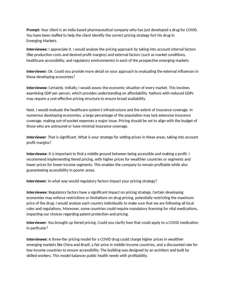 Pharmaceutical Pricing Strategy Case | PDF