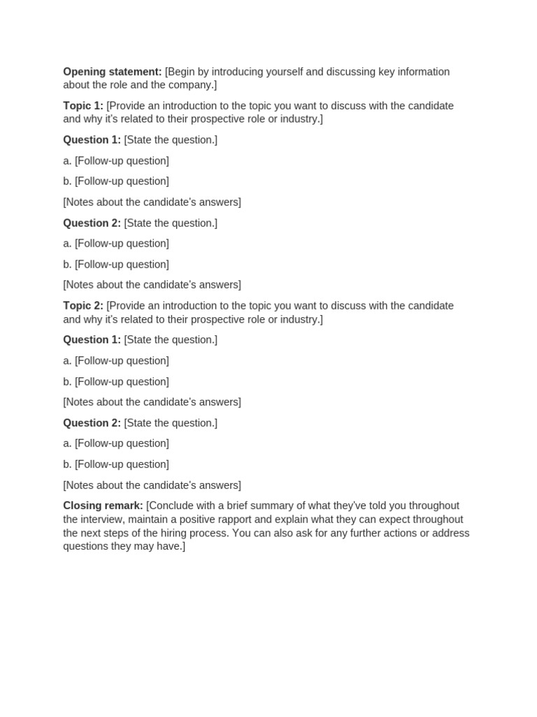 Interview schedule template pdf