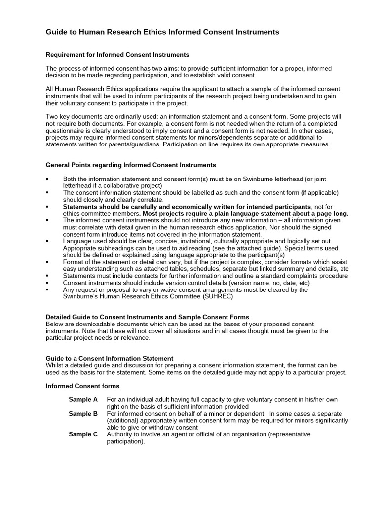 Guide Informed Consent Instruments | PDF