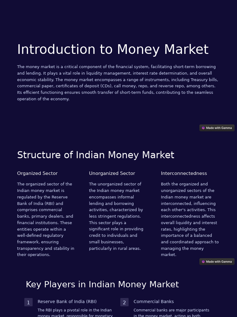 Introduction to the Money Market | PDF | Money Market | Reserve Bank Of ...