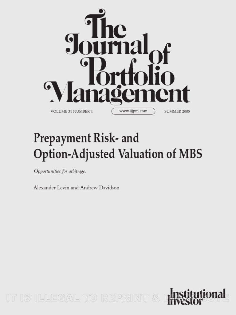 Prepayment Risk and Option Adjusted Valuation | PDF