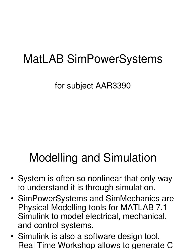 AAR3390 MatLAB Sim Power Systems | PDF | Passivity (Engineering ...