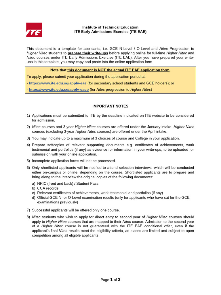 Ite Eae Writeup Preparation Template 2 | PDF