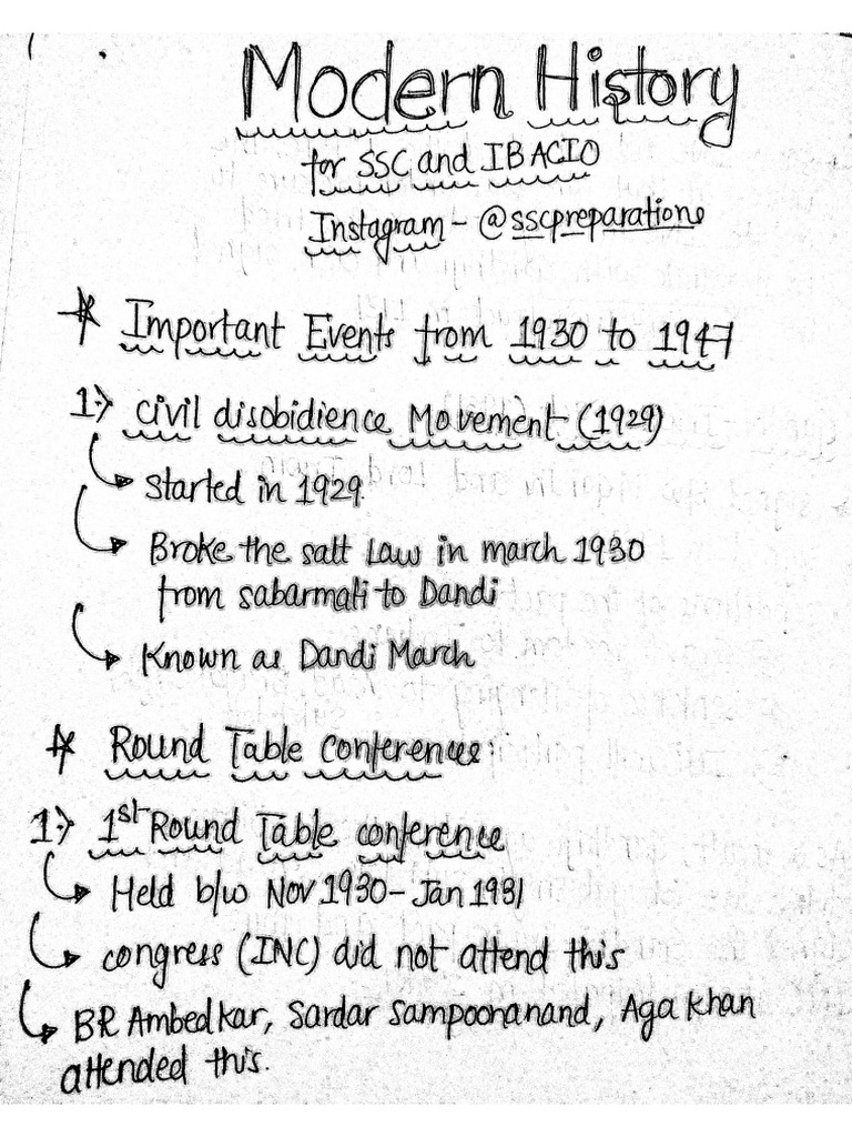 Modern History Handwritten Notes Part-2 For SSC CGL 2024 | PDF