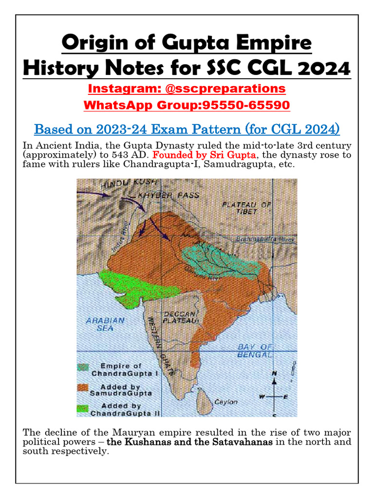 Origin of Gupta Empire - Ancient History For SSC CGL 2024 | PDF
