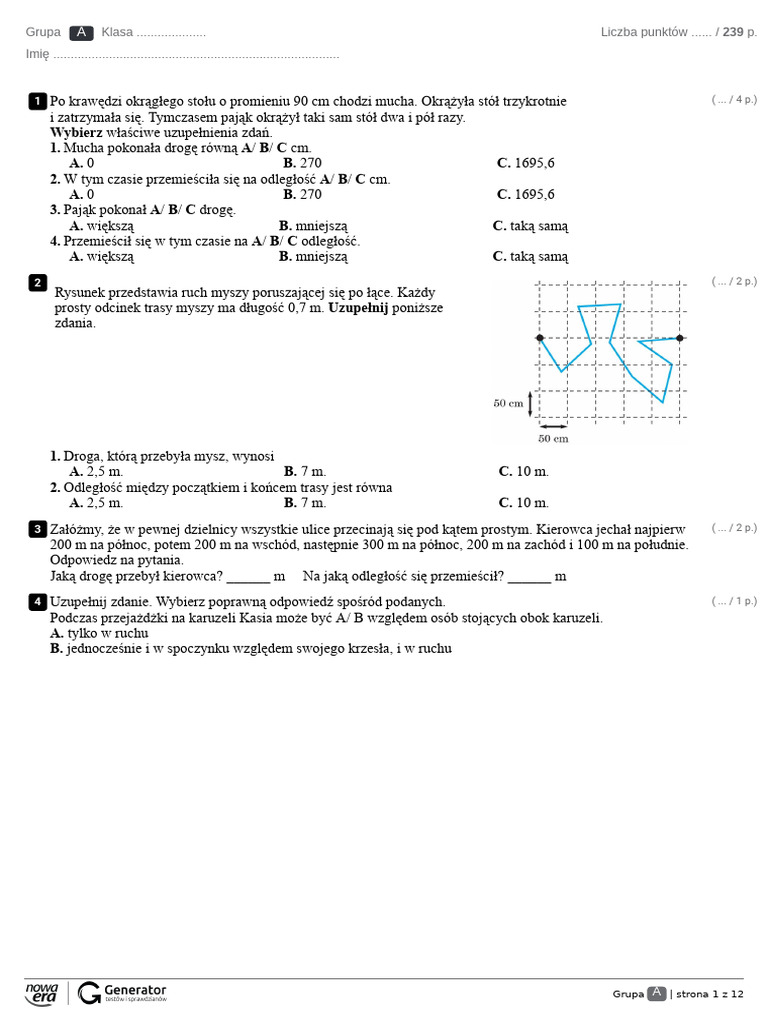 2.ciała W Ruchu Test Z Widoczna Punktacja-1 | PDF