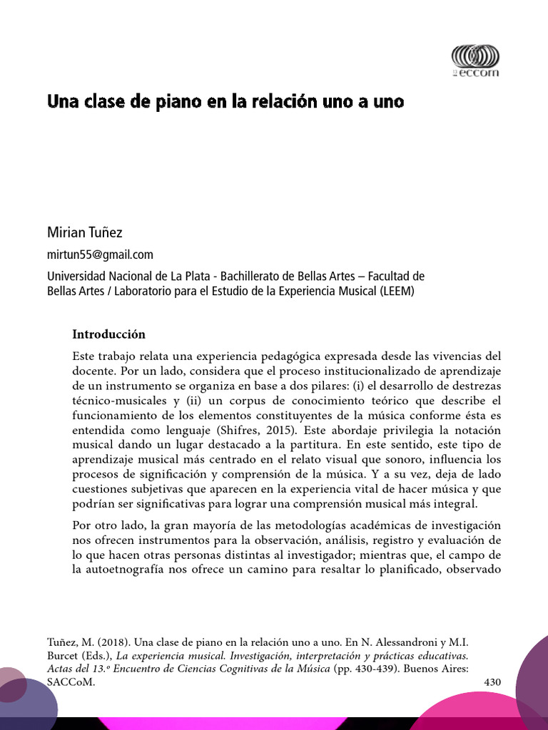Clase de Piano: Aprendizaje Personalizado | PDF | Experiencia | Aprendizaje
