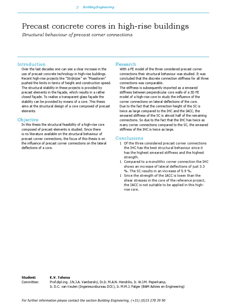 Precast Concrete Cores in High-Rise Design | PDF