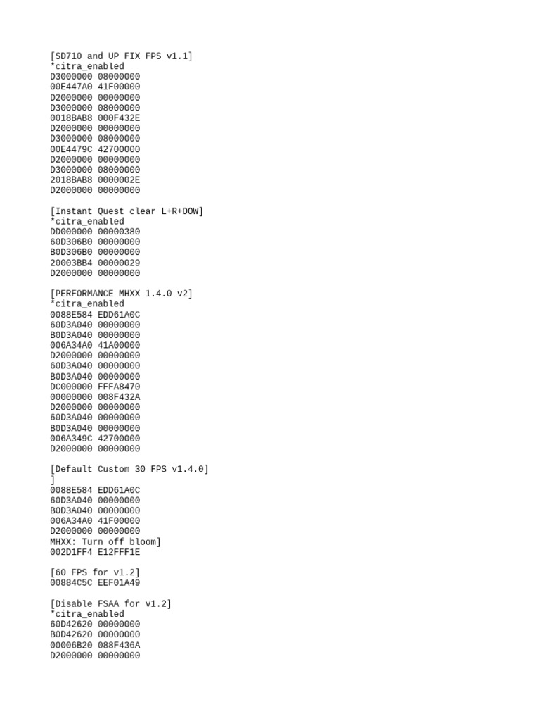 Cheats de rendimiento para MHXX y MH4U | PDF | Informática