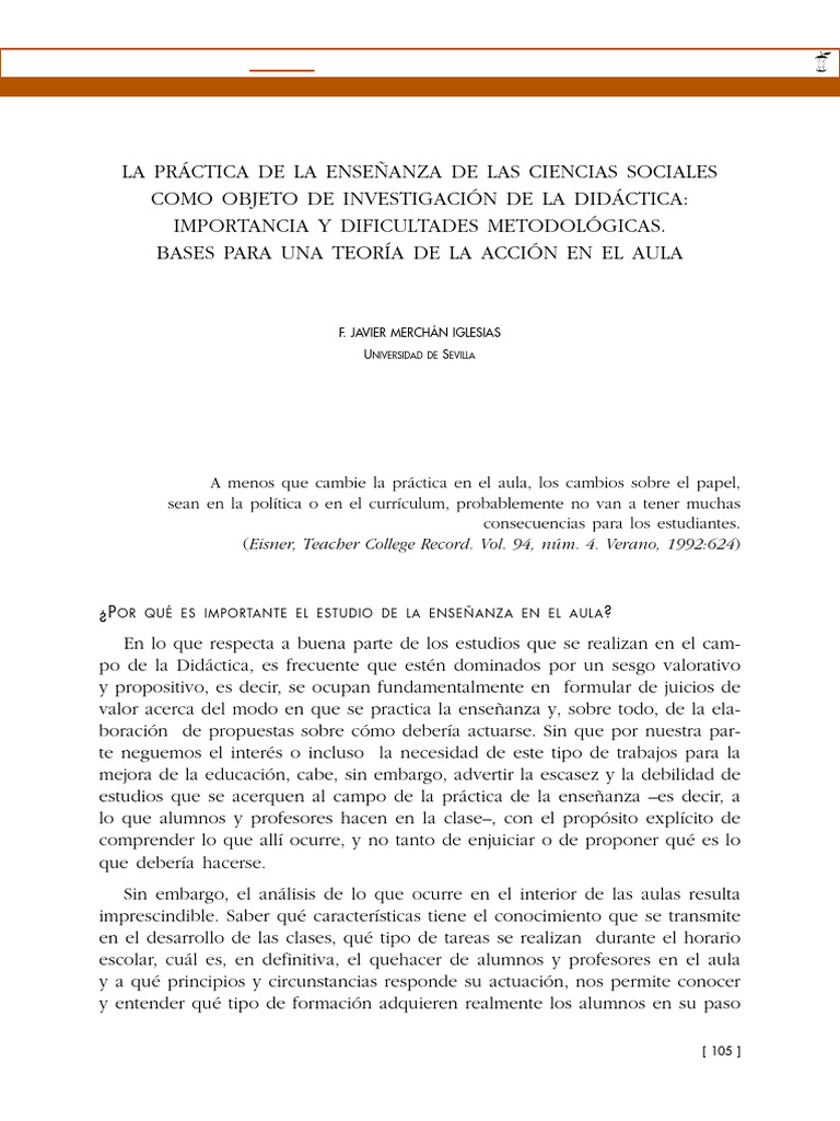 La Práctica de La Enseñanza de Las Ciencias Sociales Como Objeto de ...