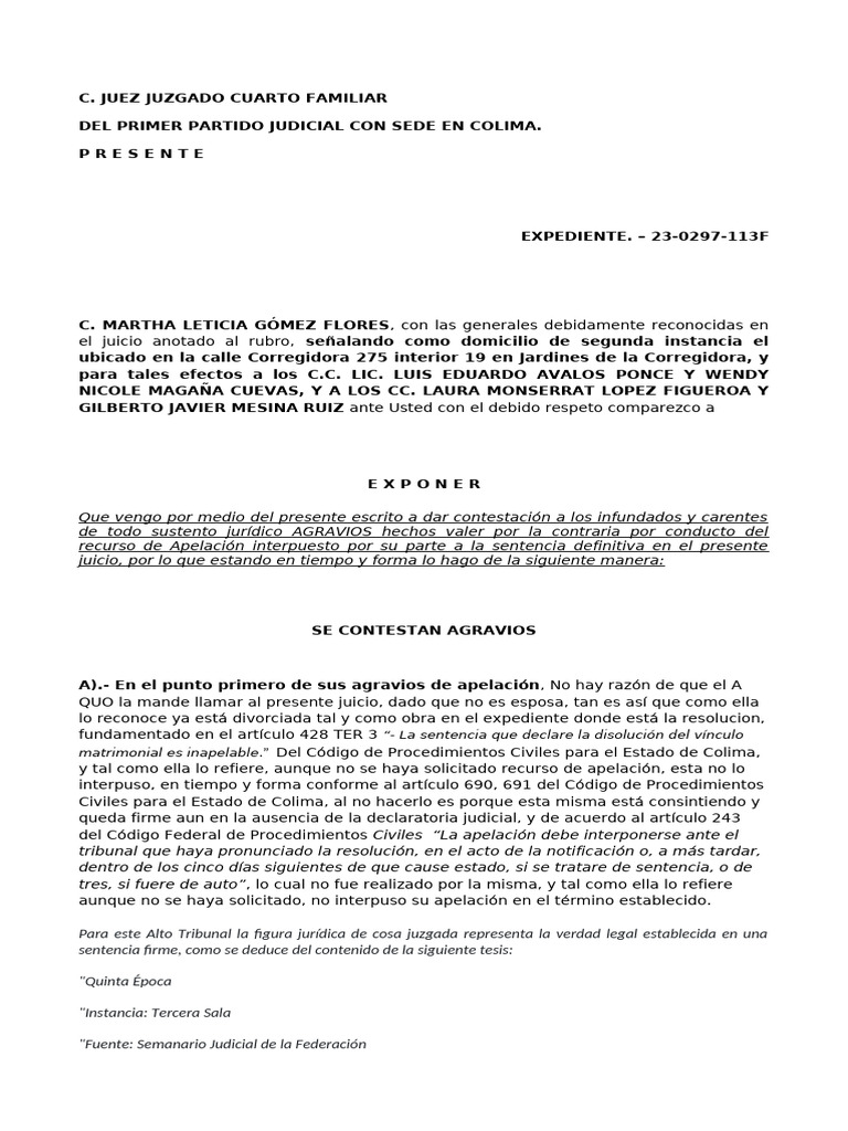 Contestacion Agravios | PDF