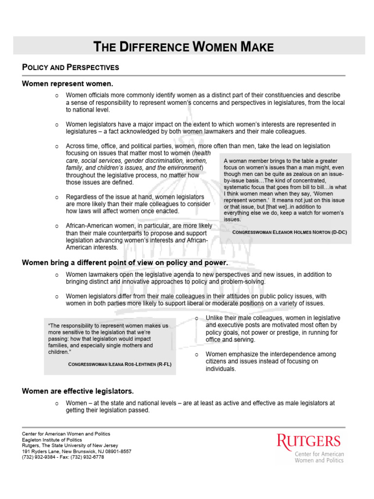 The Difference Women Make - 2013 | PDF