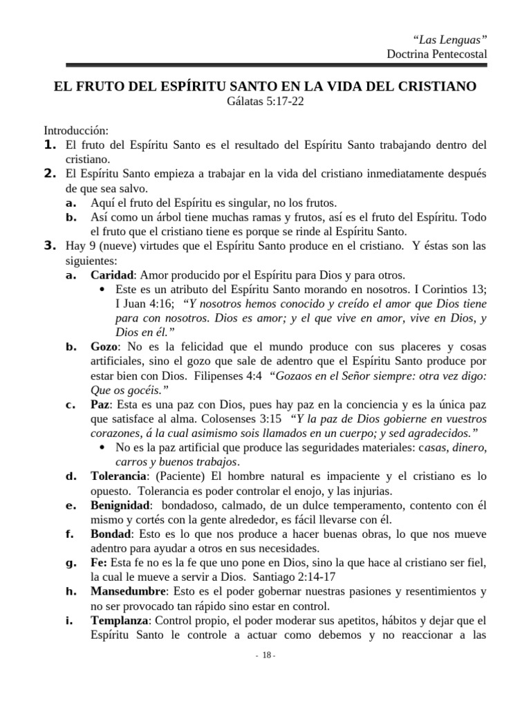 El Fruto Del Espiritu Santo | PDF