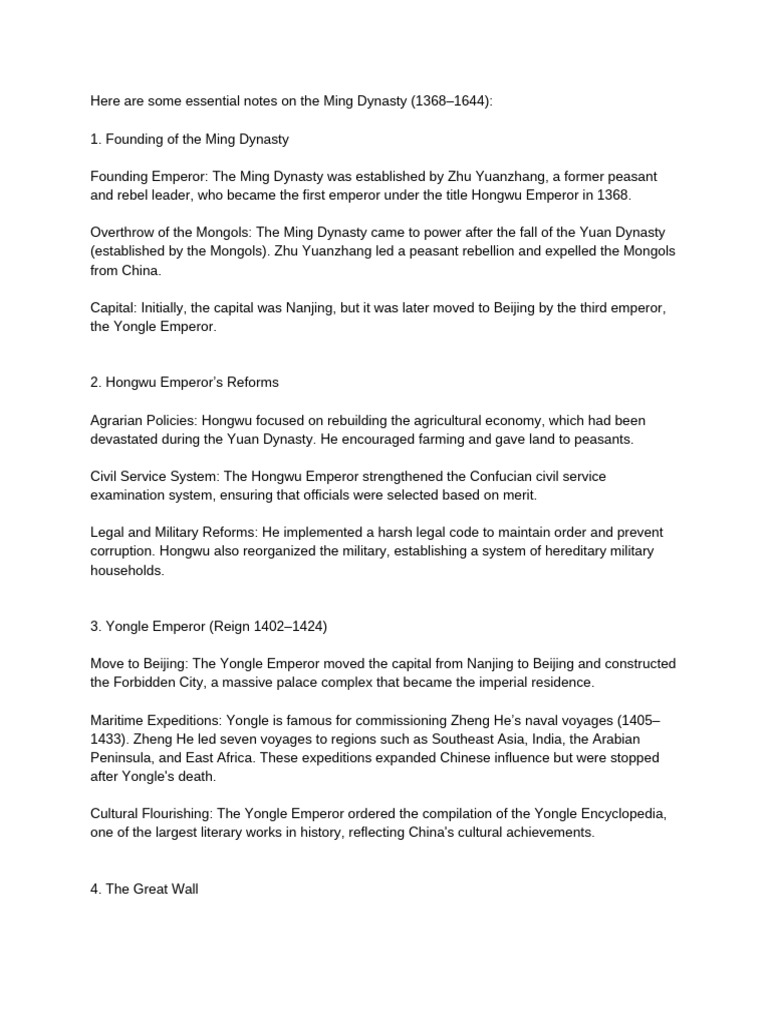 Ming Dynasty (1368-1644) | PDF