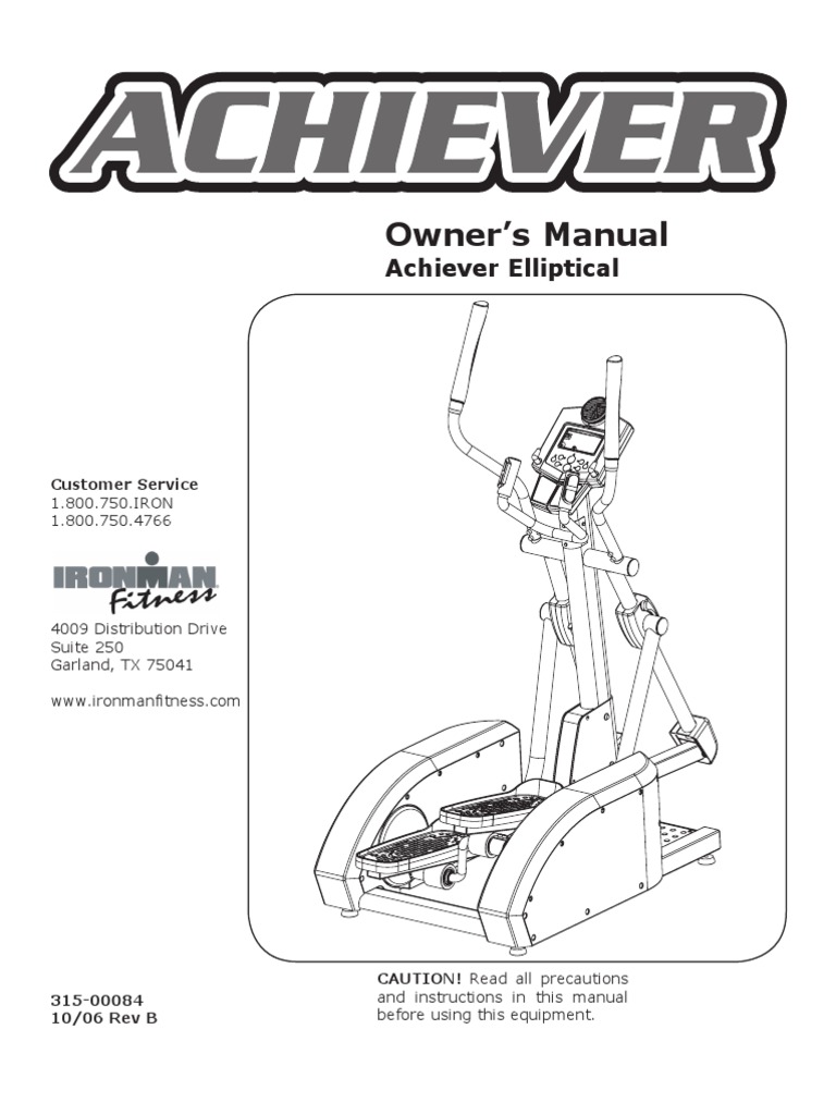 Ironman Achiever Elliptical Trainer PDF Heart Rate Screw