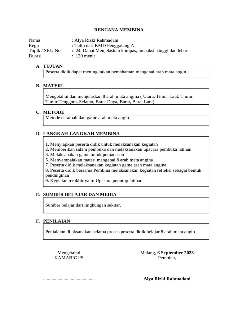 Rencana Mingguan (RM) Pramuka | PDF