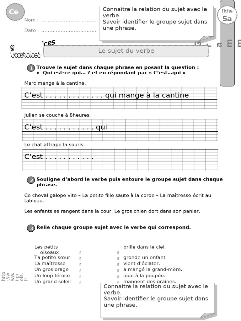 Ce2 Exercices Sujet | PDF