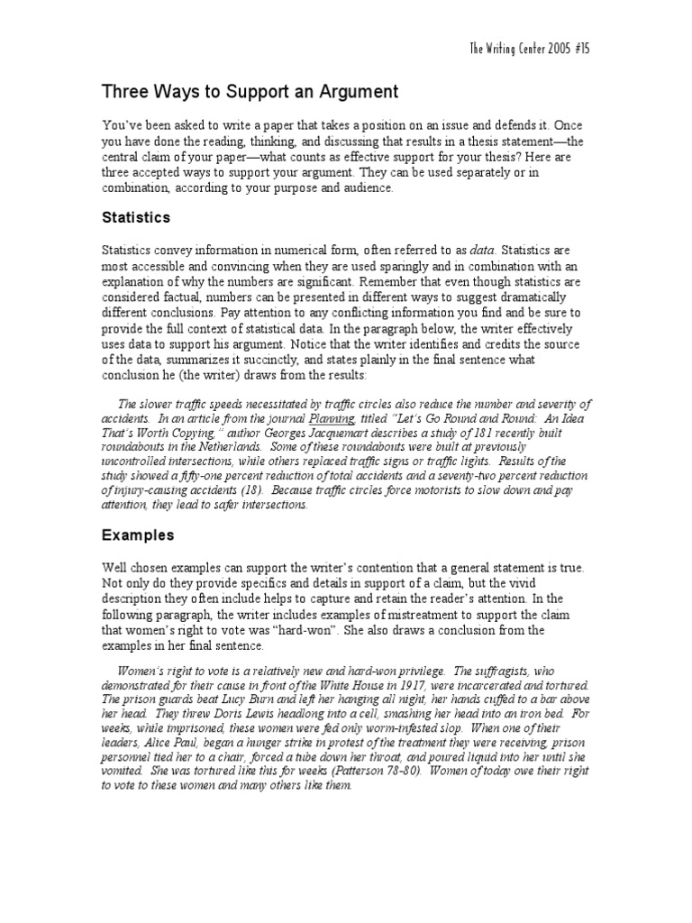 Three Ways To Support Your Paragraphs | PDF | Argument | Expert