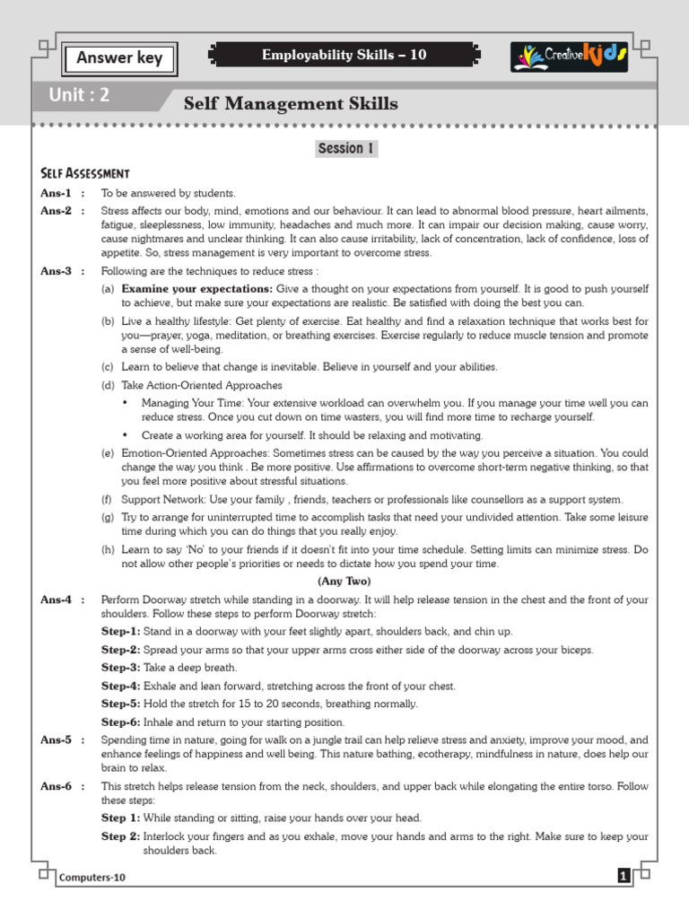 Unit: 2: Self Management Skills | PDF