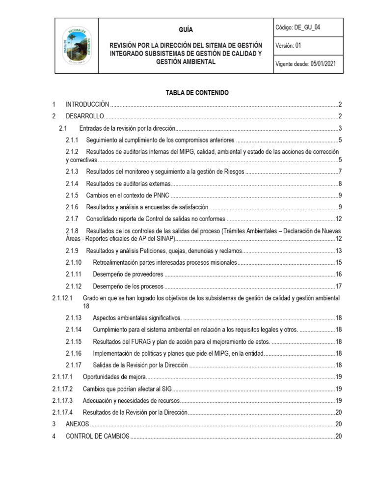 De Gu 04 Guia Revision Por La Direccion Del Sgi Sgc Y Sga V1 Pdf