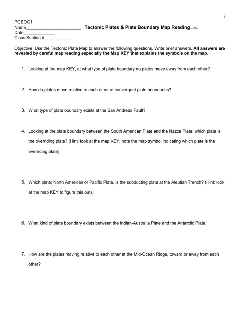 #3 Tectonic Map Worksheet | PDF