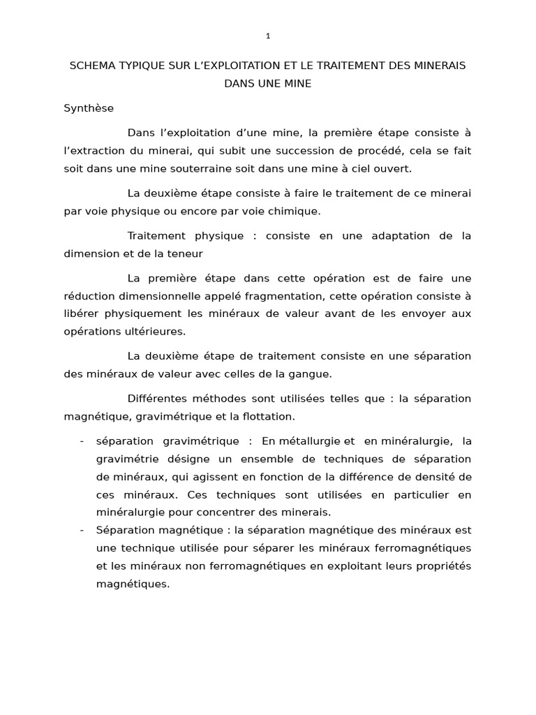 Traitement des minerais en exploitation minière | PDF | Matériaux | Chimie