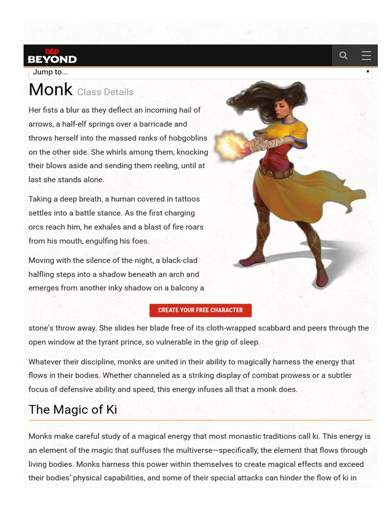 WWW Dndbeyond Com Classes Monk | PDF
