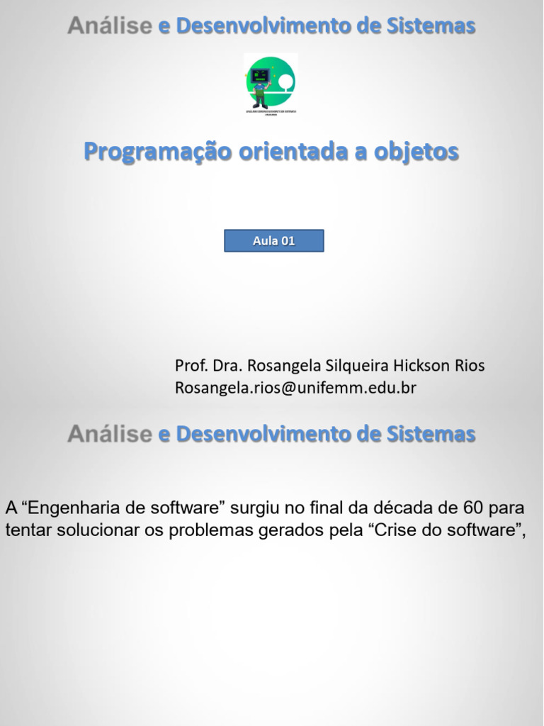 Programação Orientada A Objetos - Aula 01 | PDF