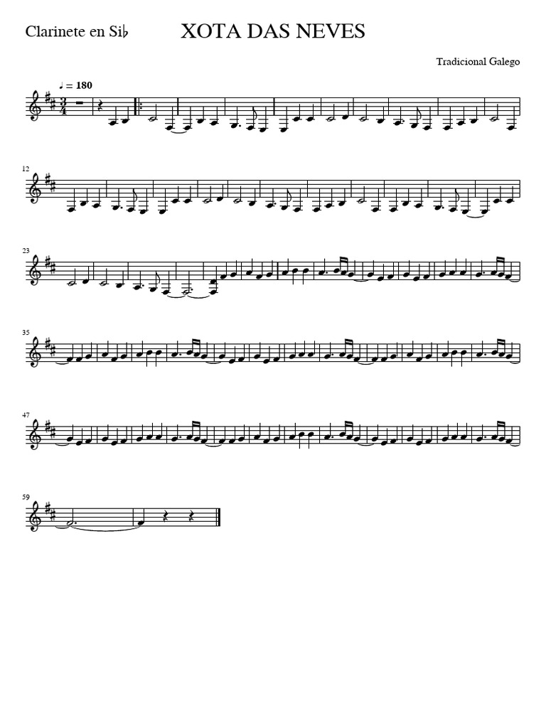 XOTA - DAS - NEVES-Clarinete - en - Sib Voces Partes | PDF