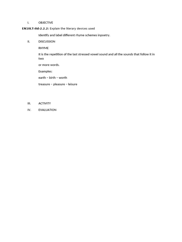 Rhyme Scheme | PDF