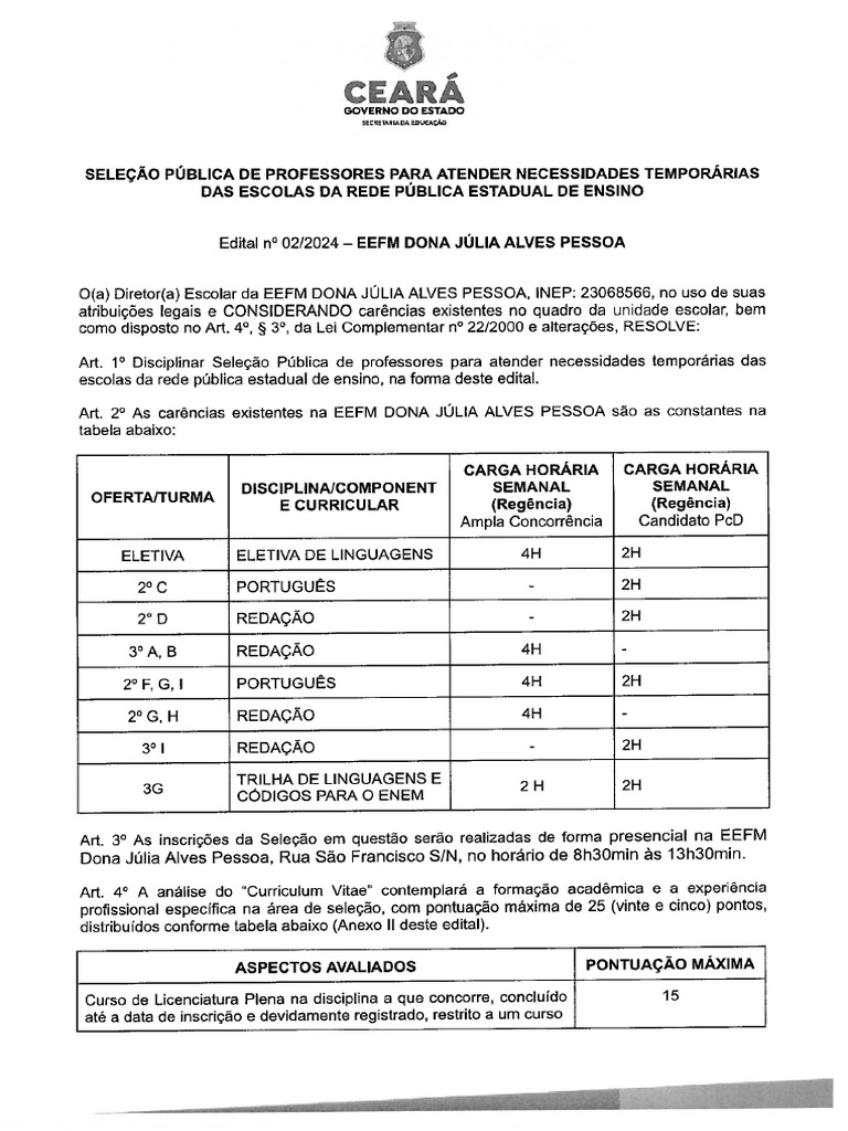 SEFOR 03 - EEFM DONA JULIA ALVES PESSOA - 23068566 - EDITAL 02 - Bruno ...