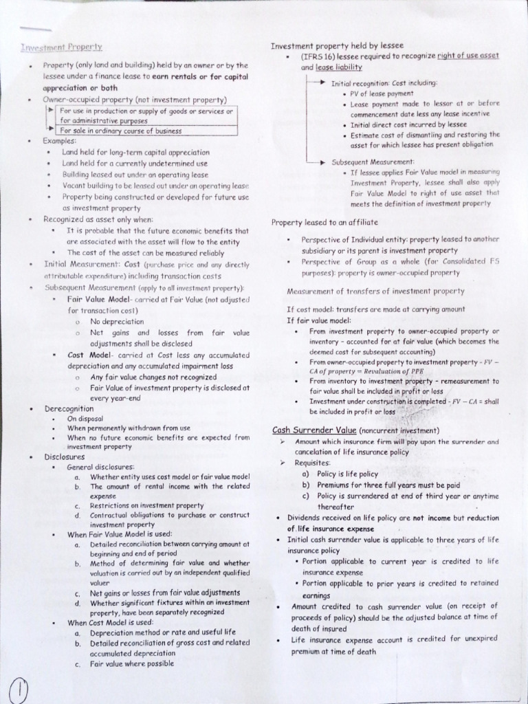 Investment Property Summary Notes | PDF
