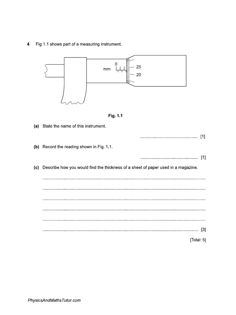 Physical Quantities & Measurements Test | PDF