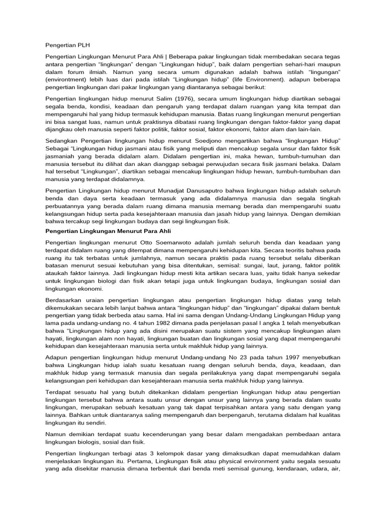 Pengertian PLH 11 | PDF