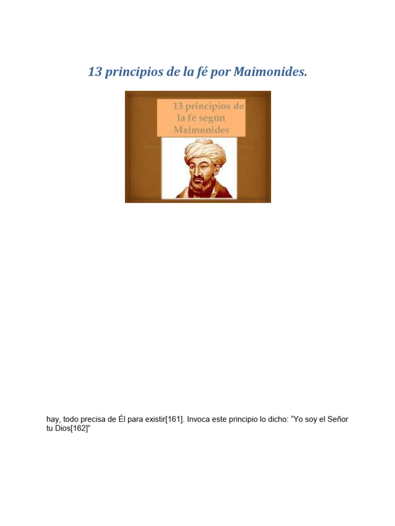 13 principios de fe Maimónides | PDF
