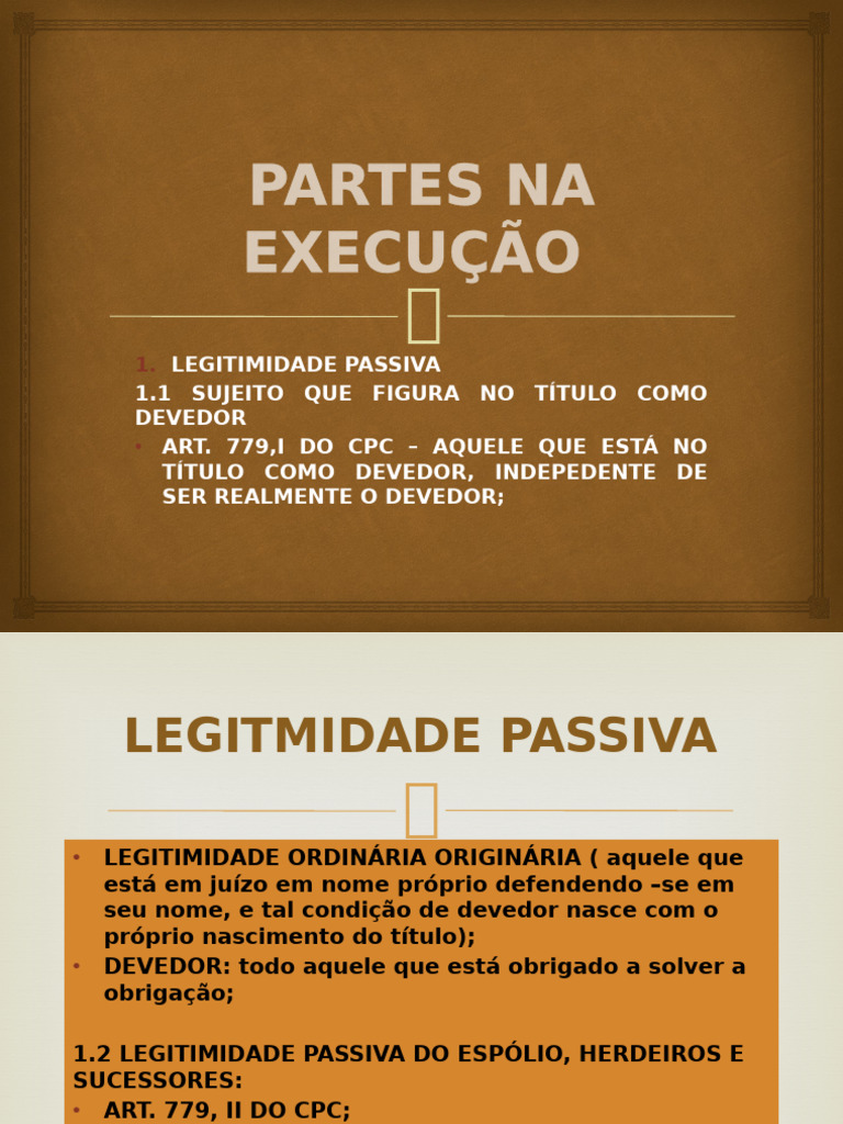 Partes Na Execução - Legitimidade Passiva | PDF