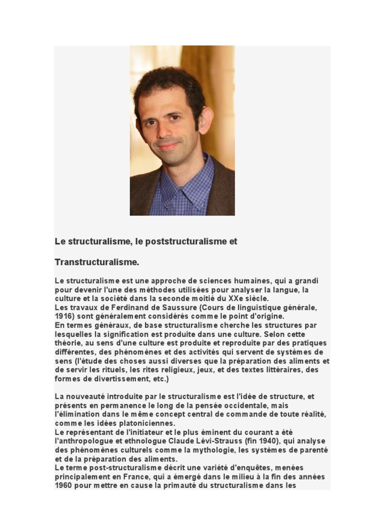 Structuralisme et Post-structuralisme | PDF | Anthropologie ...