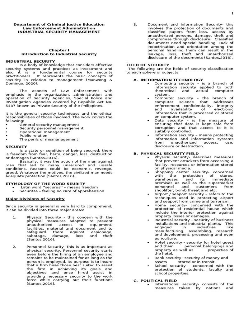 Industrial Security Management | PDF