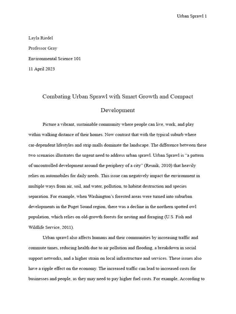 Combating Urban Sprawl With Smart Growth And Compact Development Pdf