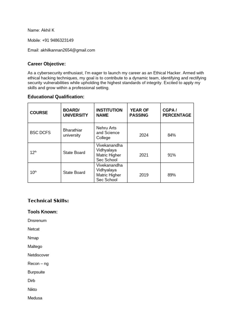 Sample Resume Copy PDF