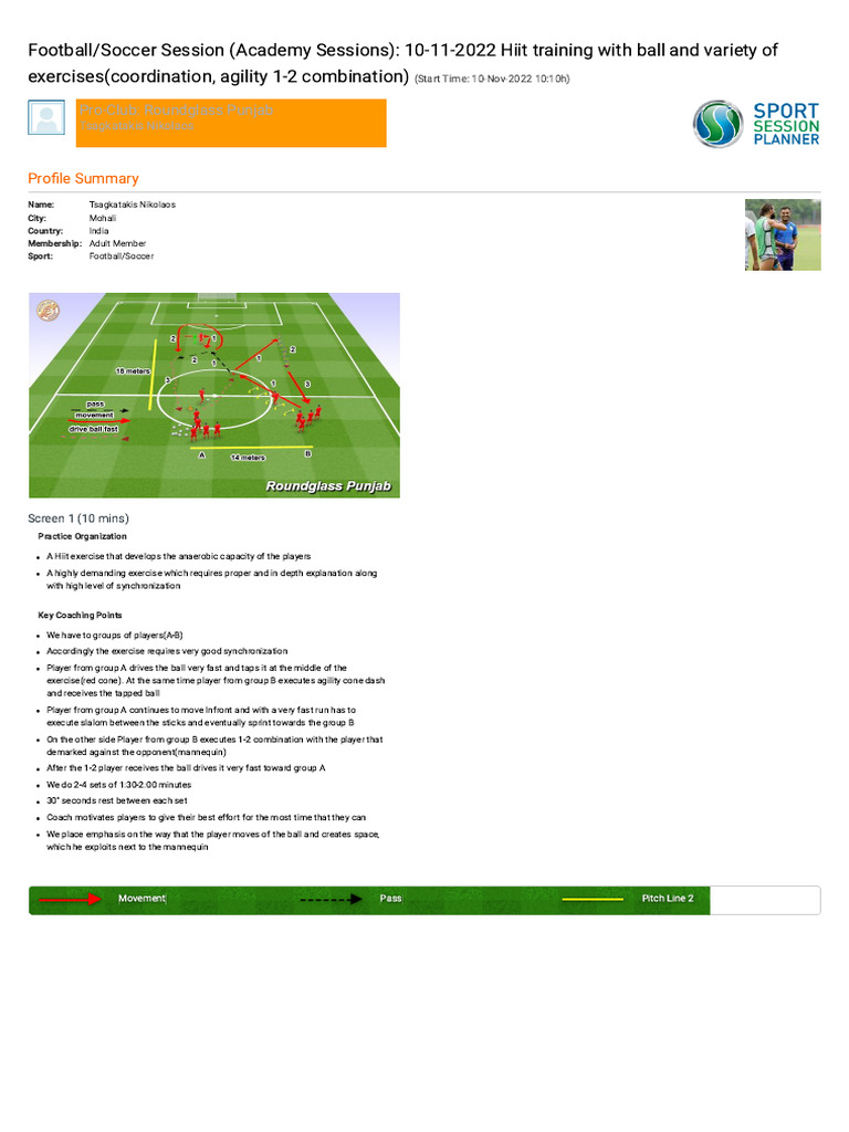 Football - Soccer - 10-11-2022 Hiit Training With Ball and Variety | PDF