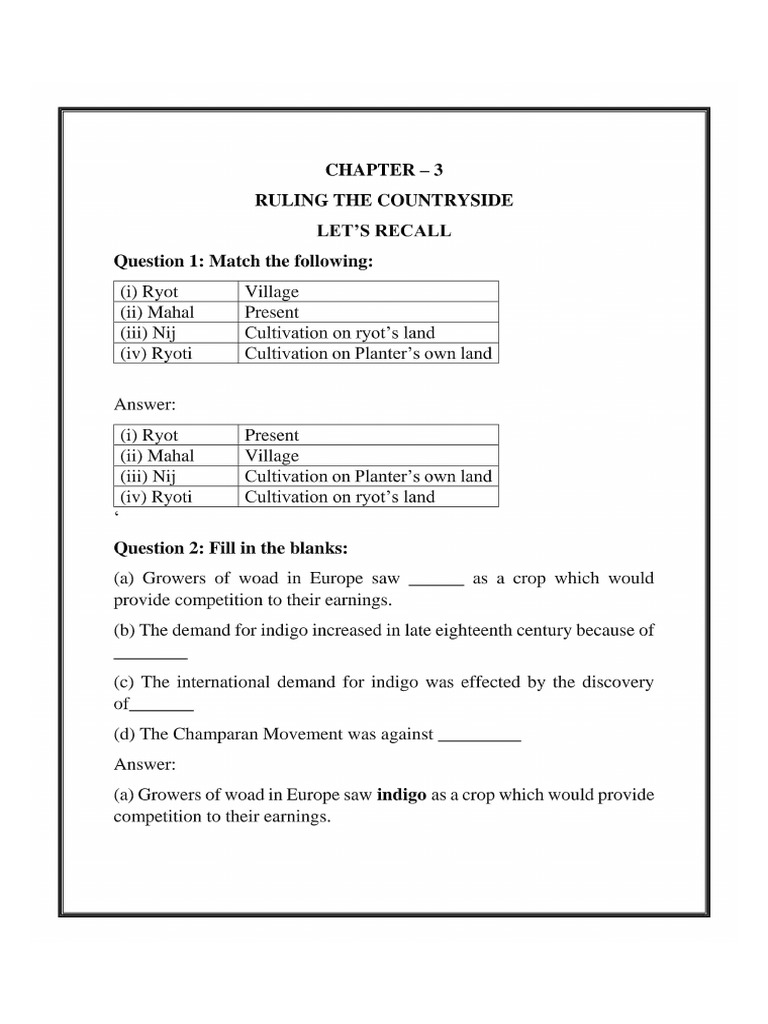 Ruling The Countryside Solutions 8th History | PDF