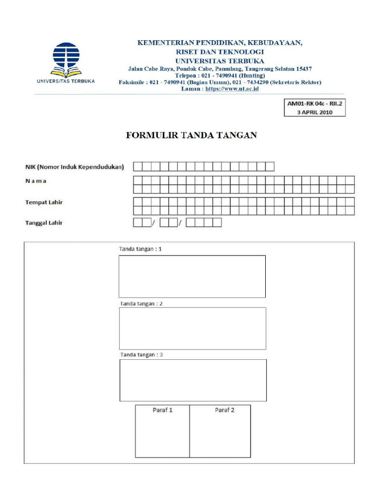 Form Tanda Tangan | PDF