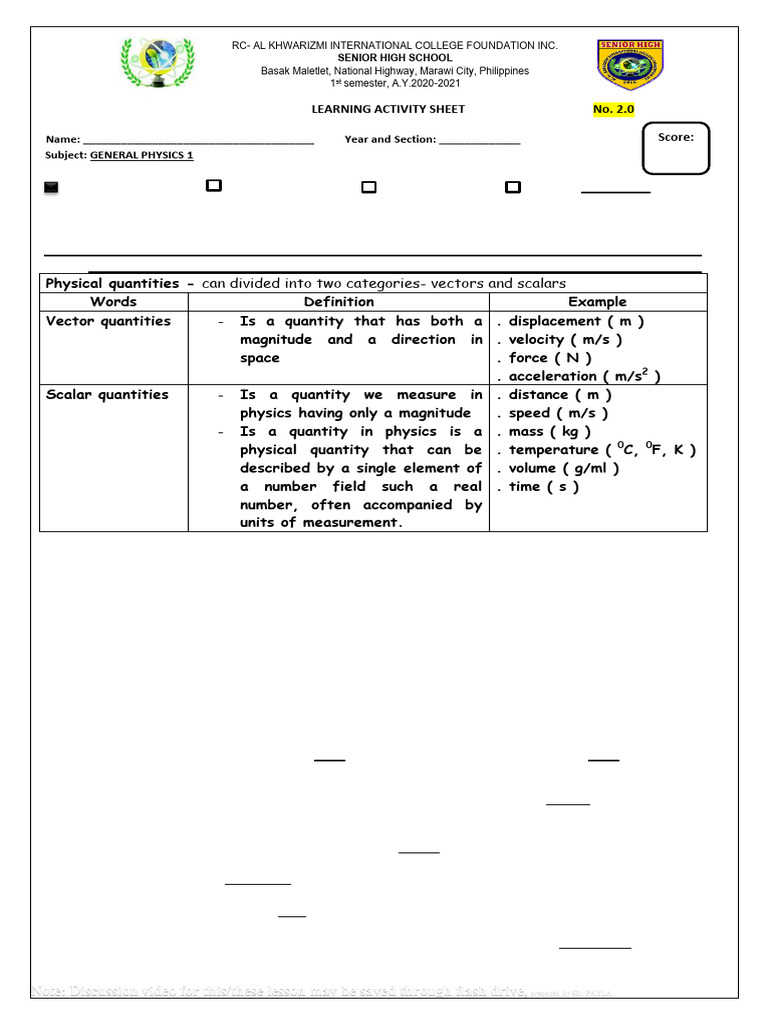 Activity No 2.0 and 2.1 GEN - PHY1 | PDF | Quantity | Teaching Methods ...